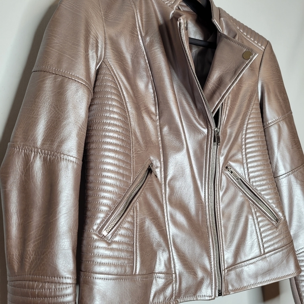 Bar III Rose Gold Quilted Moto Jacket - Picture 6 of 16